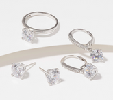 Diamonique Choice of Round Cut 3-Piece Sterling Silver Gift Set, Ring Size 8